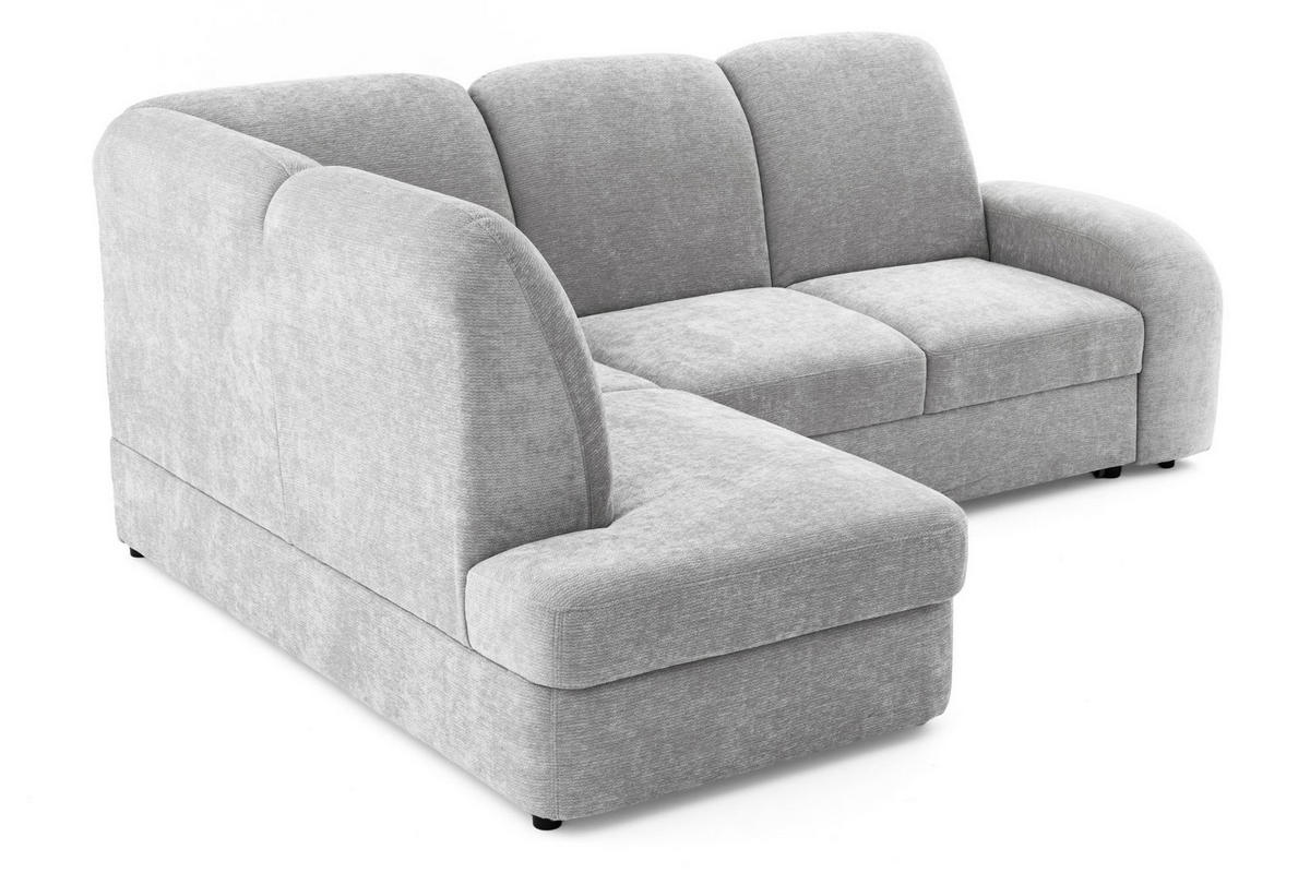 ECKSOFA VIBE L Links mit Schlaffunktion 129x205 Chenille Hellgrau - Hellgrau/Schwarz, Holz/Kunststoff (186/250cm) - Muffo