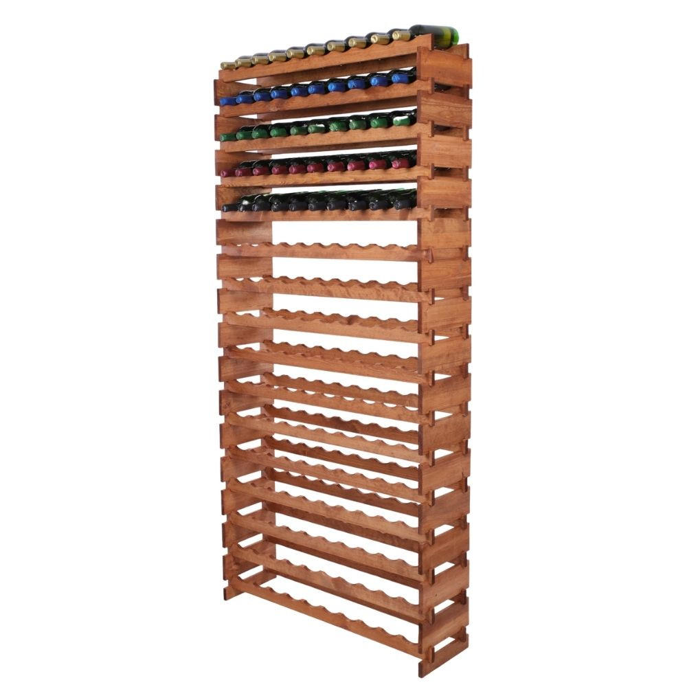 WEINREGAL VINOTECA FLEX PRO HxBxT 219x103x28cm 160 Flaschen auf 16 Ebenen Braun geölt - Braun, Holz (103/219/28cm) - PROREGAL