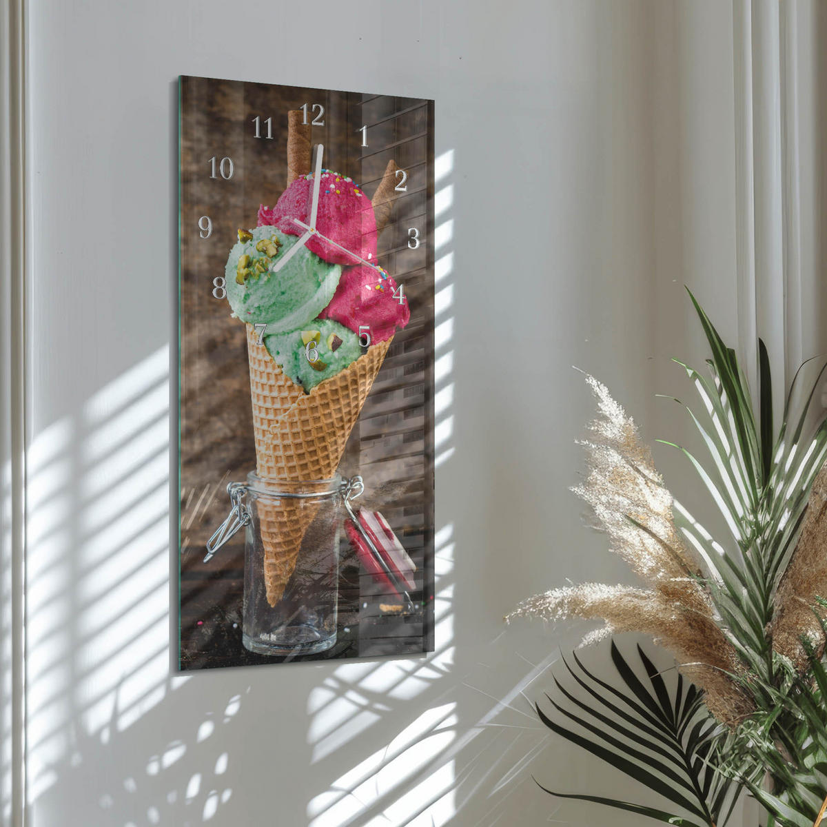 WANDUHR 30x60 cm - Orchidee - Multicolor, Glas (30/60/0.4cm) - TULUP