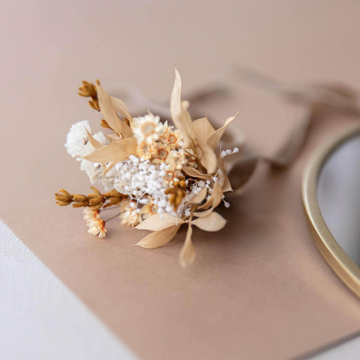 ARMBAND Trockenblumen apricot Lavendel - apricot - Naturfarben, Naturmaterialien (15cm) - Lykke & You
