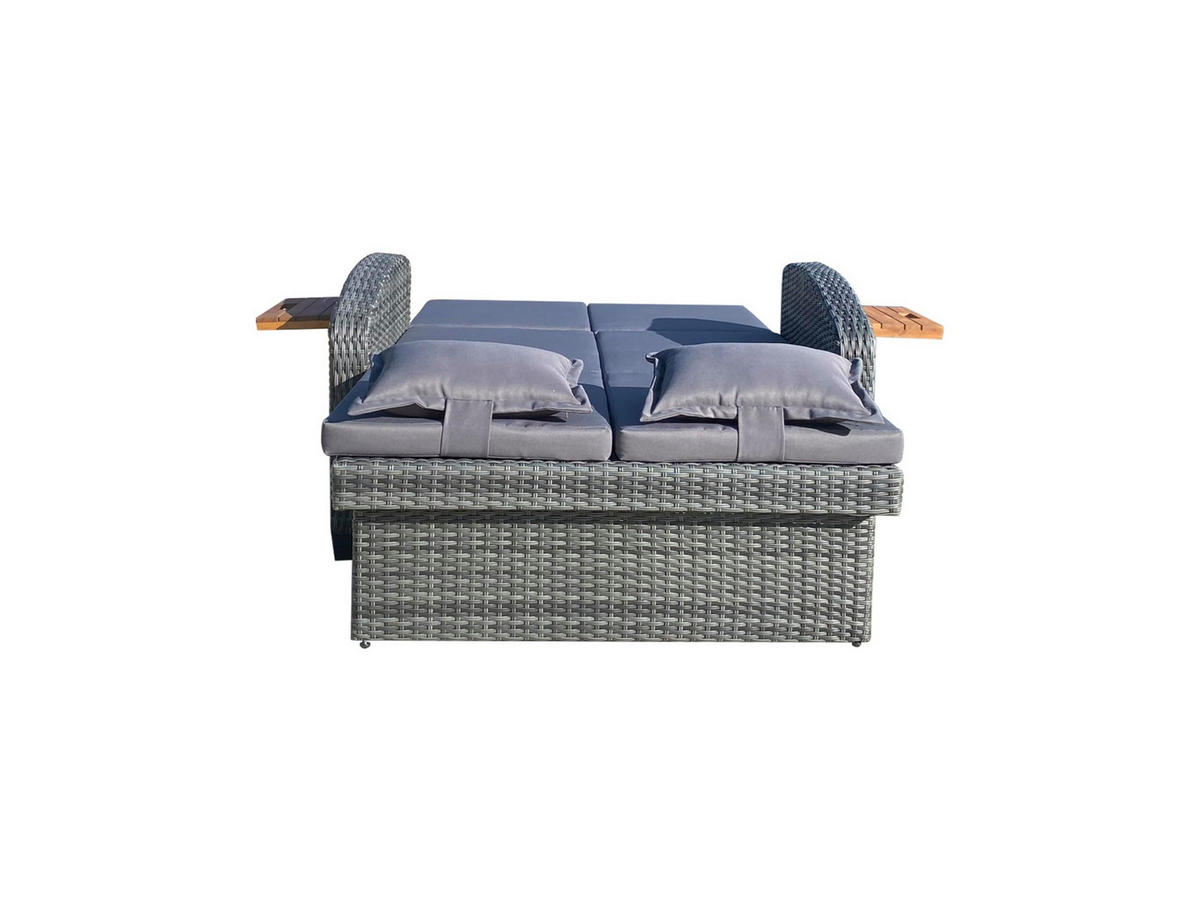 GARTENSOFA Olivia Gartenliege - Anthrazit, Holz (116/95/73cm) - DELUKE