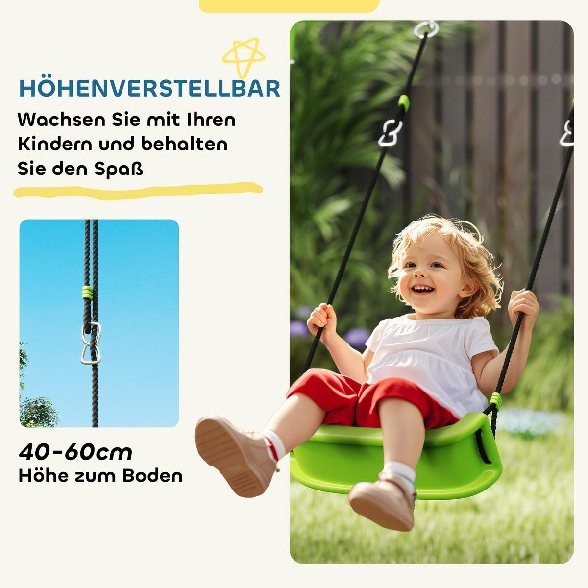 SCHAUKELGESTELL Outdoor Schaukelgerüst mit Schaukel, Basketballkorb, Fußballtor - Grün, Metall (180/238cm) - AIYAPLAY