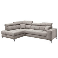 ECKSOFA mit Schlaffunktion - Webstoff - Taupe/Schwarz, Kunststoff/Textil (282/198cm) - home24