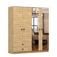 DREHTÜRENSCHRANK 180/205/52,2 cm Lux 4D2S Hickory Eiche, Hickory Eiche - Schwarz/Sonoma Eiche, Holz/Holzwerkstoff (180/205/52.2cm) - imoebel24