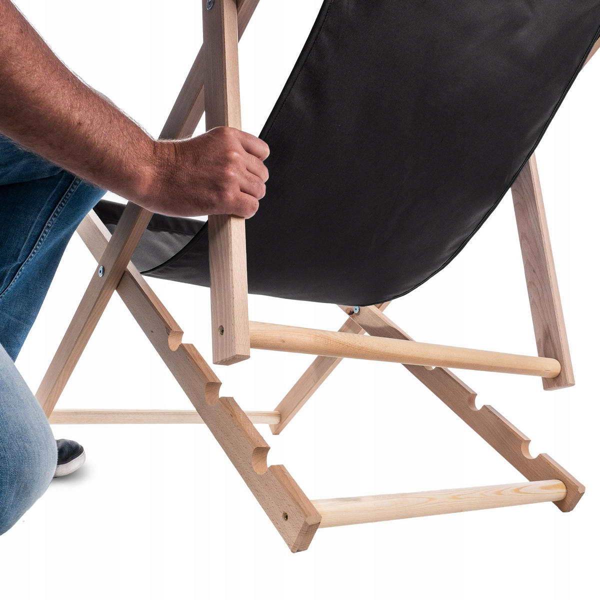 HOLZLIEGESTUHL Graphit 2 Stk. - Graphitfarben, Holz (53/80cm) - KADAX