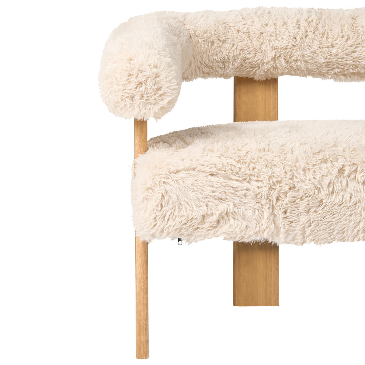 2-SITZER-SOFA Webpelz Cremeweiß/Hellbraun Ilbro - Creme, Textil (138/76/68cm) - Beliani
