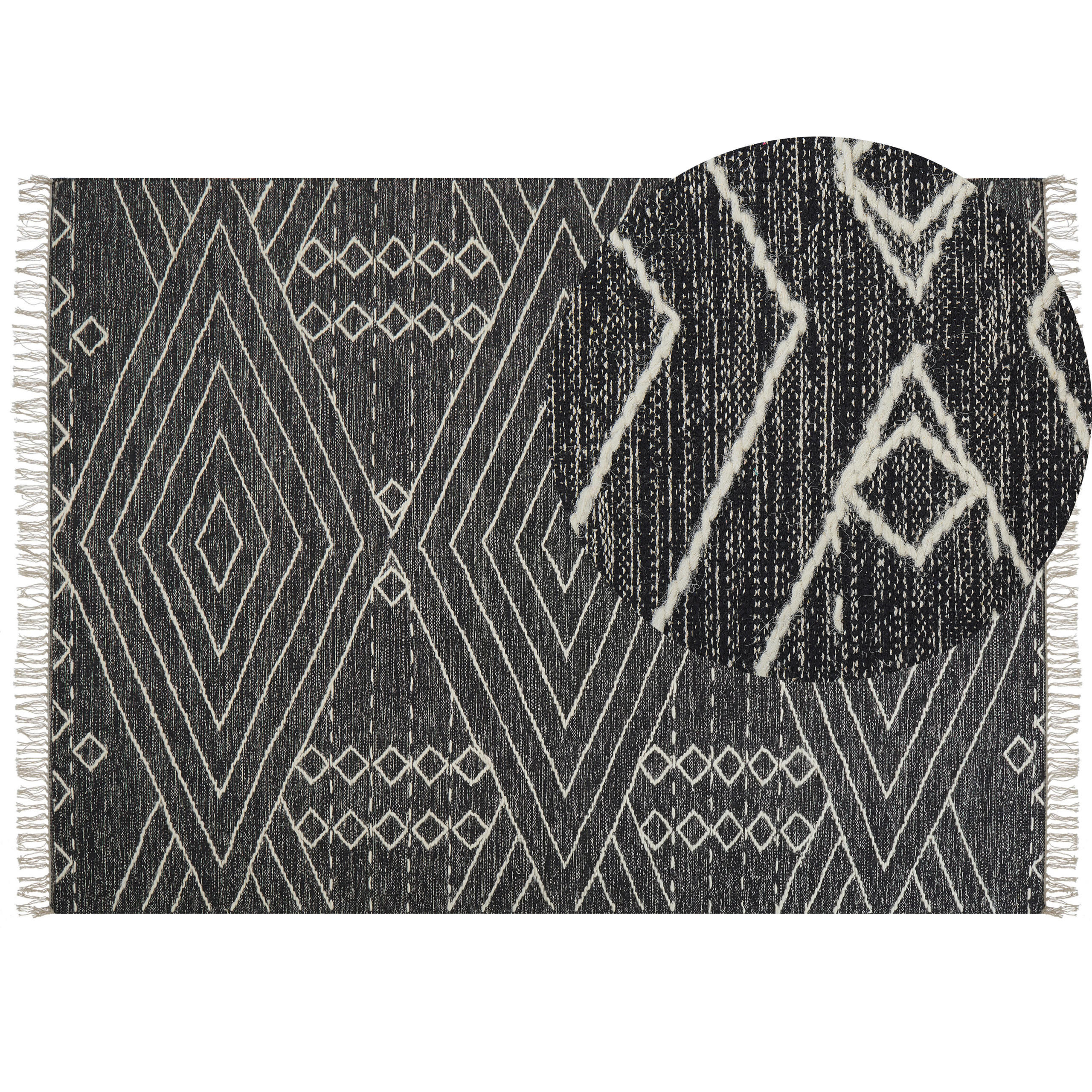 KURZFLOR-TEPPICH Khenifra 230/160 cm - Schwarz, Textil (160/230cm) - Beliani