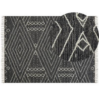 KURZFLOR-TEPPICH Khenifra 230/160 cm - Schwarz, Textil (160/230cm) - Beliani