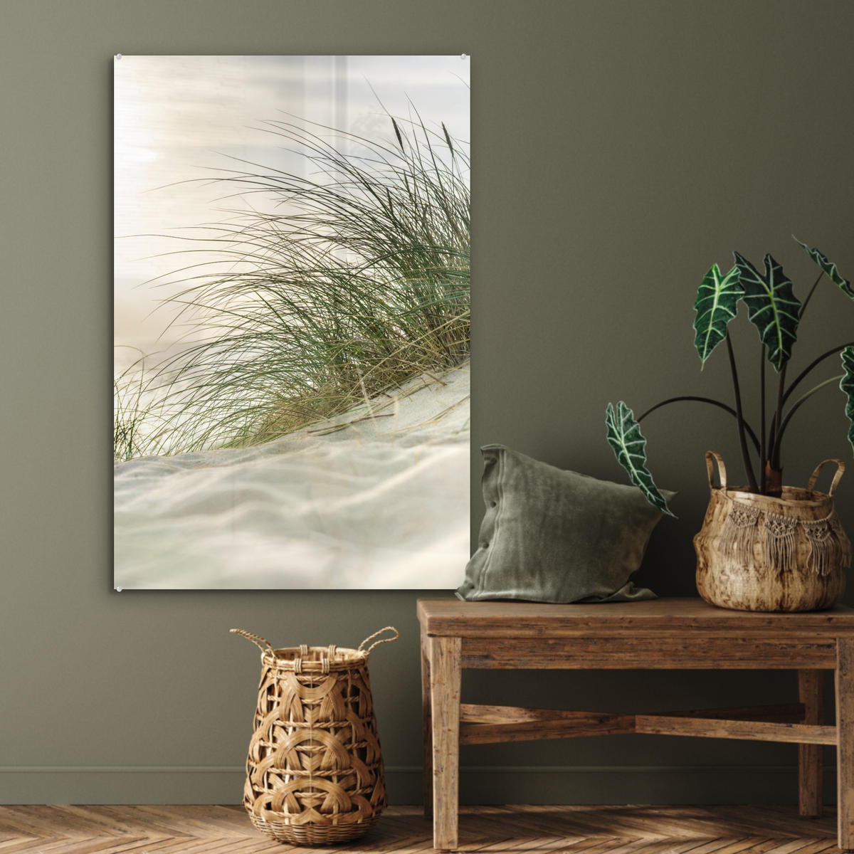 ACRYLGLASBILD Dünen - Strand - Schlewswig-Holstein - Wattenmeer 60x90 cm - Creme, Glas (60/90cm) - MuchoWow