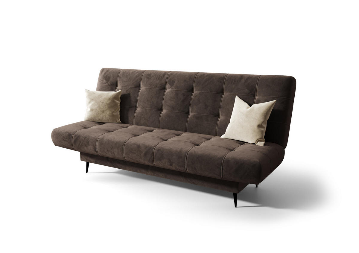 SCHLAFSOFA KONGO 05, Sofa mit Schlaffunktion, Farbe: Braun, Velourstoff - Braun, Textil (200/97/97cm) - O-Sofa