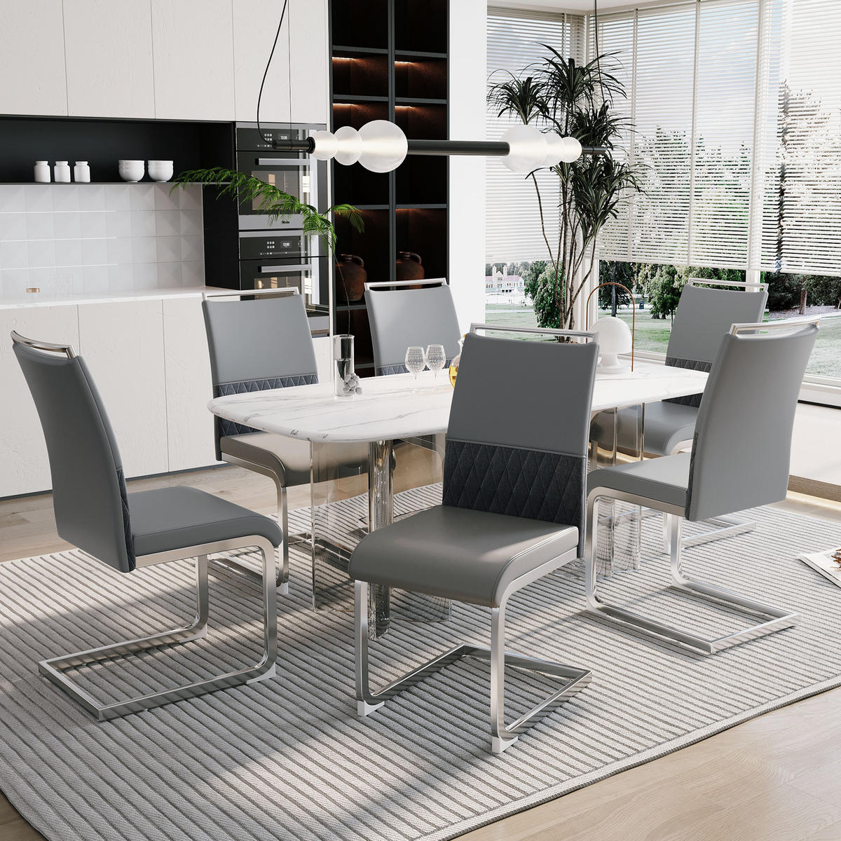 SCHWINGSTUHL DE-35903 6er-Set mit Querstreifen-Rückenlehne Grau - Grau, Metall (48/95/42cm) - ComfortXL