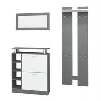 SCHUHSCHRANK aus Spanplatte 80x25x96,5cm in Grau mit verstellbaren Einlegeböden - Grau, Holzwerkstoff (80/96.5/25cm) - Modfu