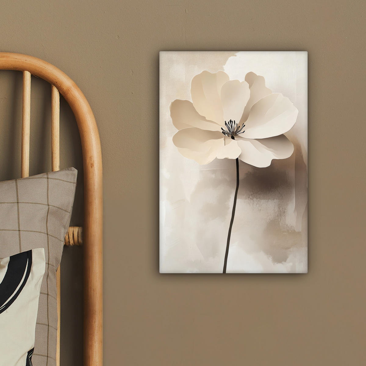 LEINWANDBILD Blume - Beige - Farbe - Schatten 20x30 cm - Creme, Textil (20/30cm) - MuchoWow