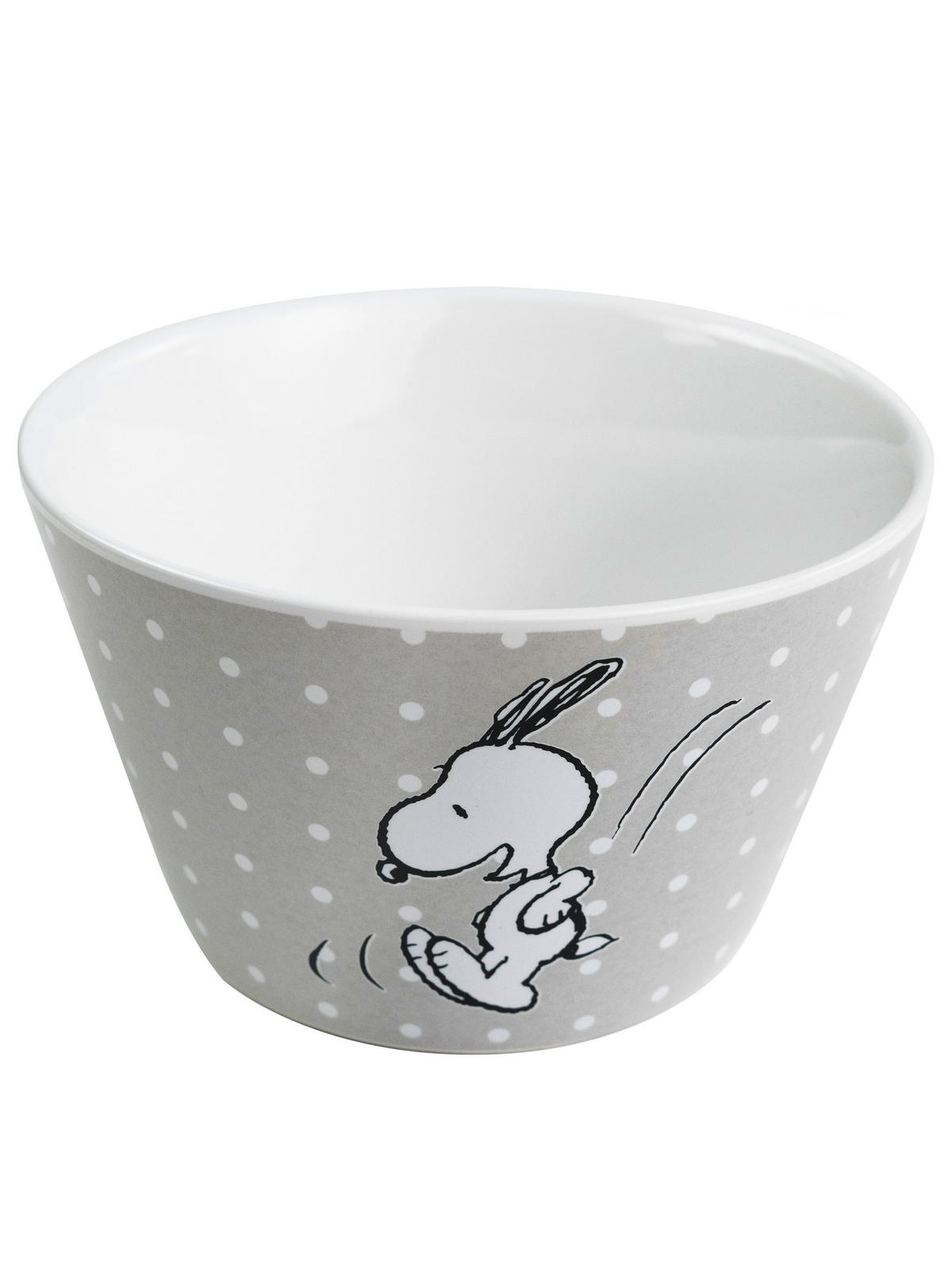 MÜSLISCHALE Snoopy Porzellan Grau mit Punkten 500 ml - Grau, Keramik (14cm) - United Labels