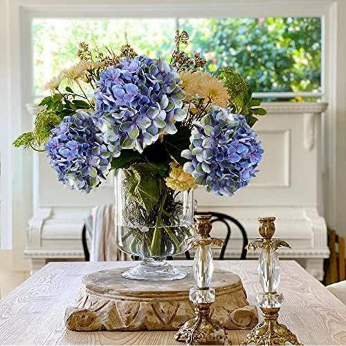 KUNSTBLUMEN Hortensie 2 Stück Slate Blue 63 cm - Blau, Kunststoff (10cm)