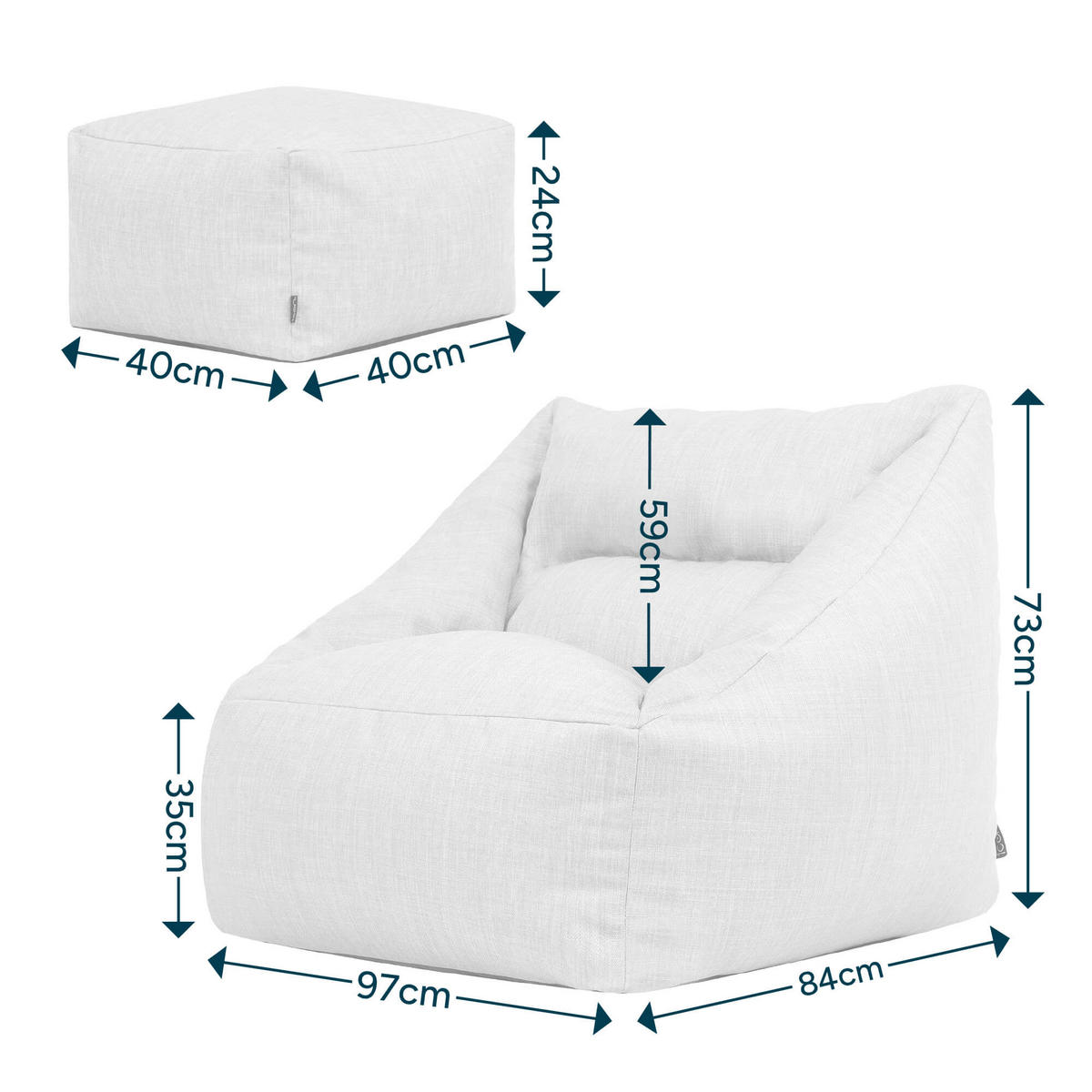 SITZSACK Sessel Outdoor mit Hocker Natalia - Beige, Textil (97/73/84cm) - icon