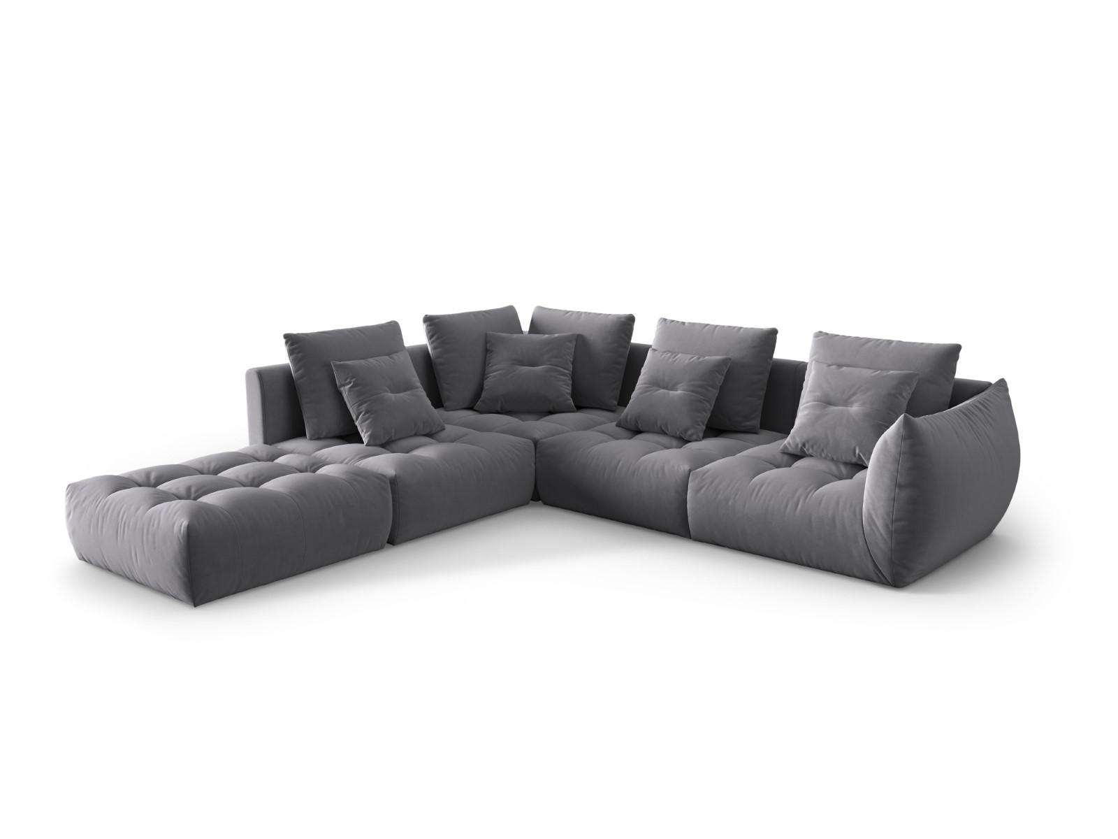 ECKSOFA modular links Bloom aus Samt dunkelgrau 4 Sitzplätze - Dunkelgrau, Textil (310/316cm) - Micadoni