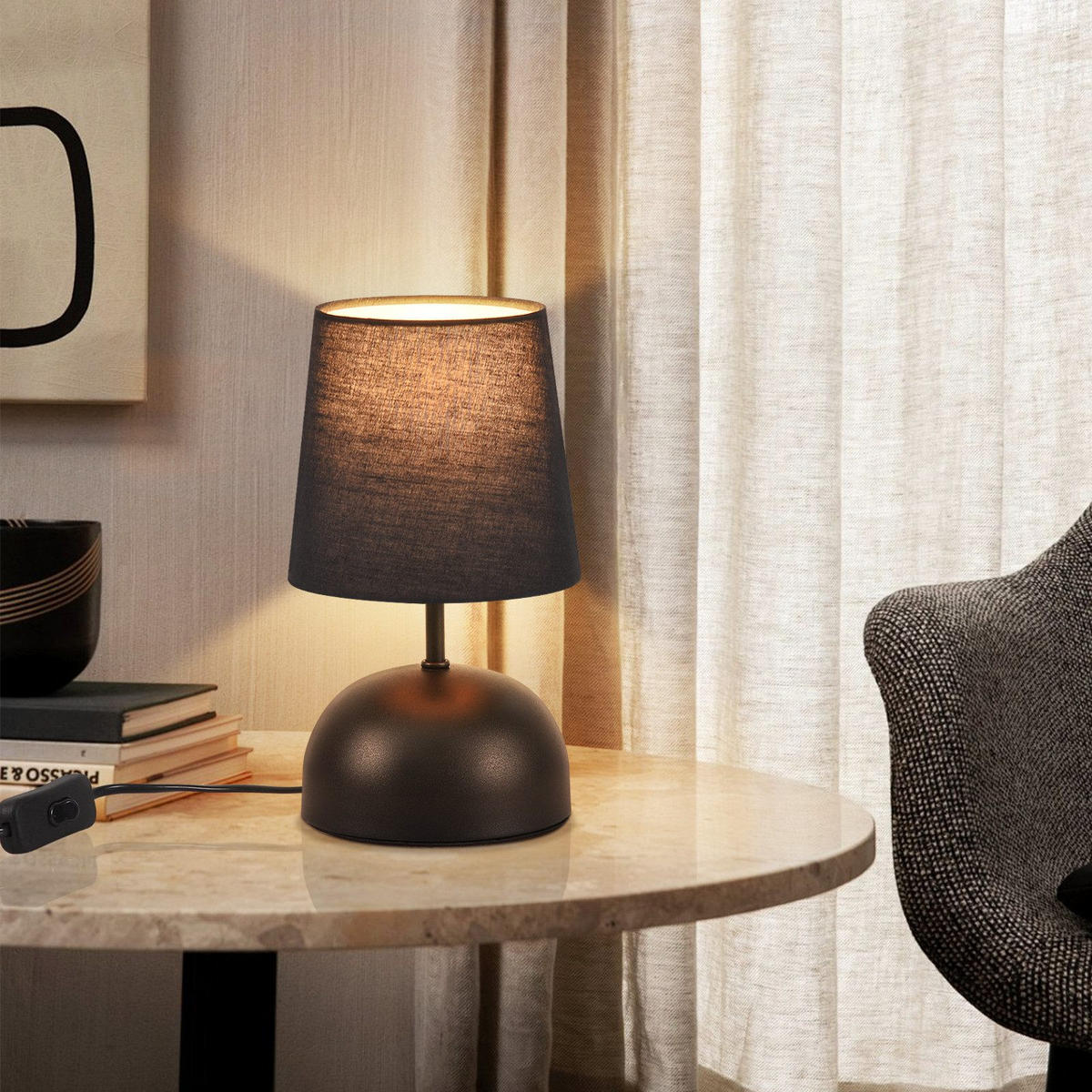 TISCHLAMPE Lior 14/14/24.5 cm - Schwarz, Metall (14/14/24.5cm) - ZMH