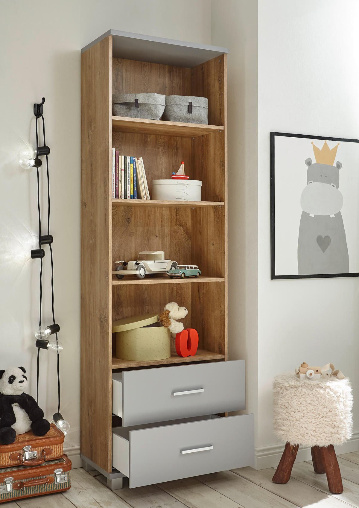 BABYZIMMER Larissa in Bolton Oak und Arktisgrau 5 teilig - Braun, Holzwerkstoff (120/200/80cm)