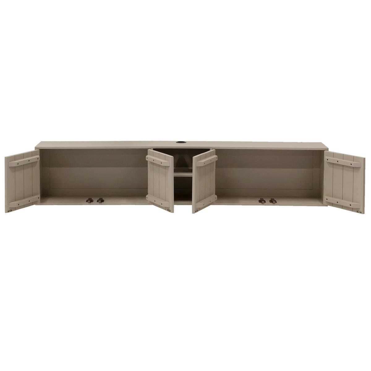 SCHWEBENDES TV-Möbel mit 4-Türen aus Mangoholz 200cm, taupe - Taupe, Holz (200/40/30cm) - Giga Meubel