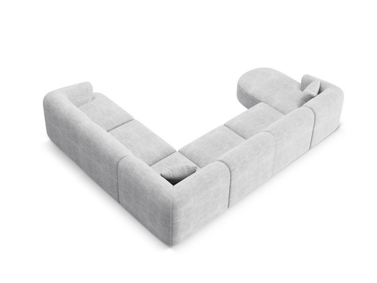MODULARES-PANORAMASOFA rechts Campi aus Cord silber 7 Sitzplätze - Silberfarben, Textil (255/70/330cm) - Cosmopolitan Design