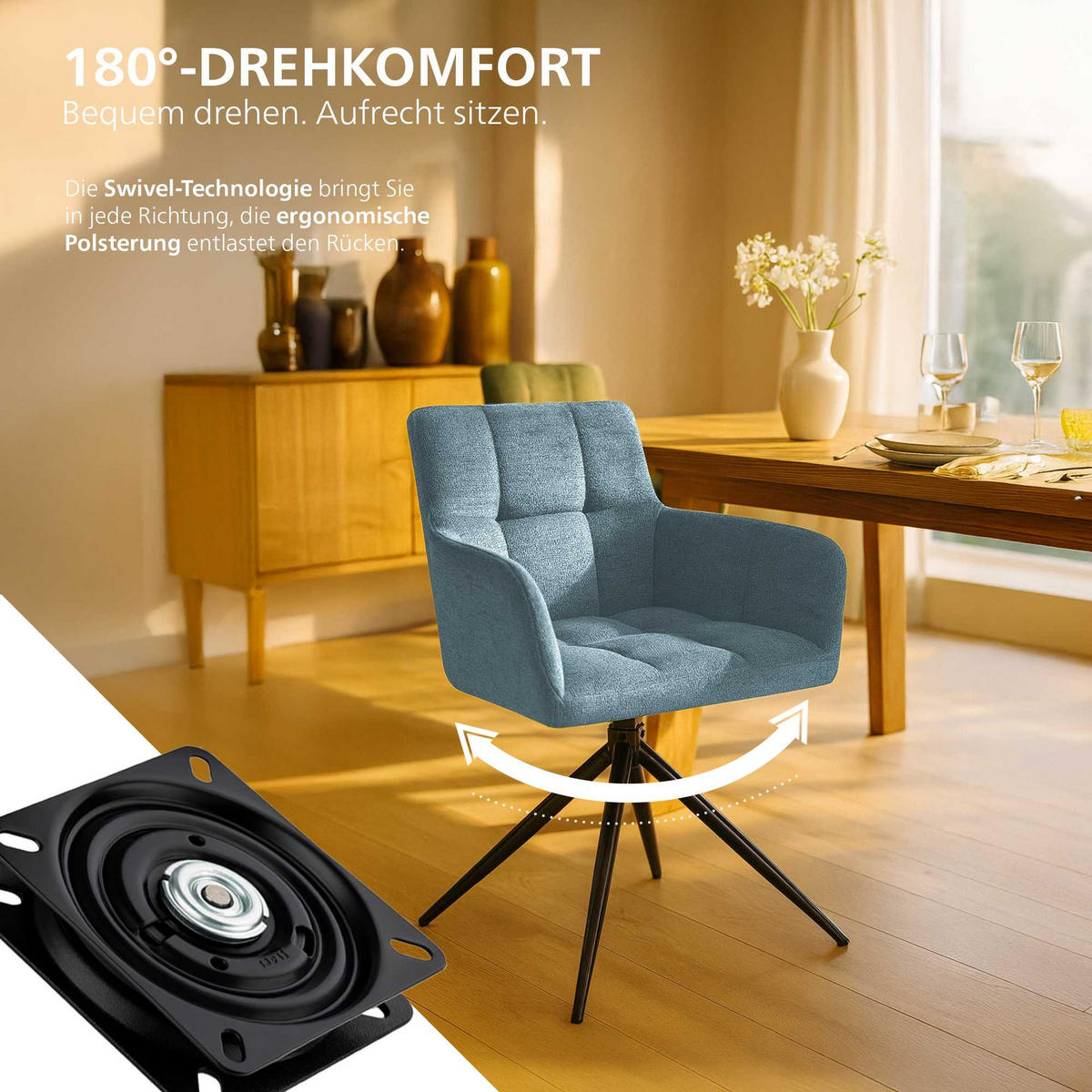 ARMLEHNENSTUHL 2er Set Stoff Türkis - Türkis/Schwarz, Textil/Metall (59/87/59cm) - CLP