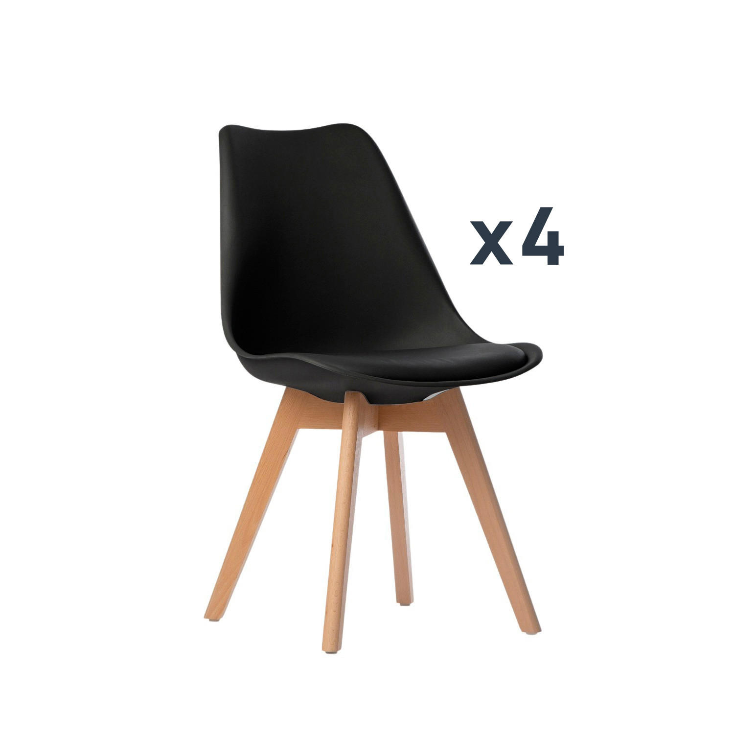 ESSZIMMERSTUHL Kler Schwarz 48 cm x 82 cm 4er-Set - Schwarz, Kunststoff (48/82/57cm)