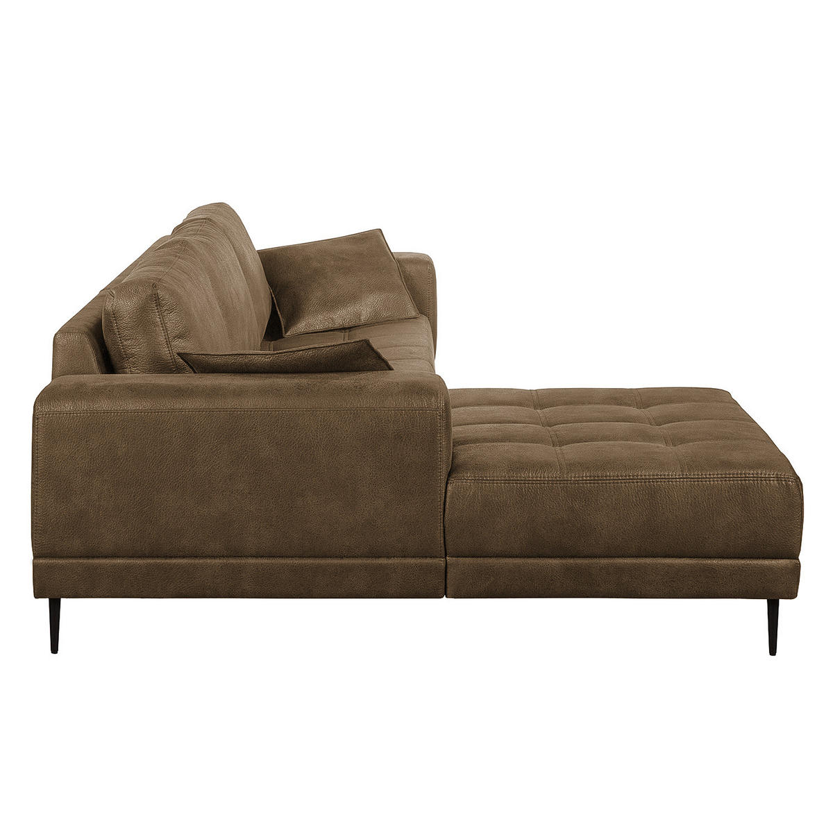 ECKSOFA mit Ottomane - Antiklederlook - Cappuccino, Textil (282/167cm) - home24