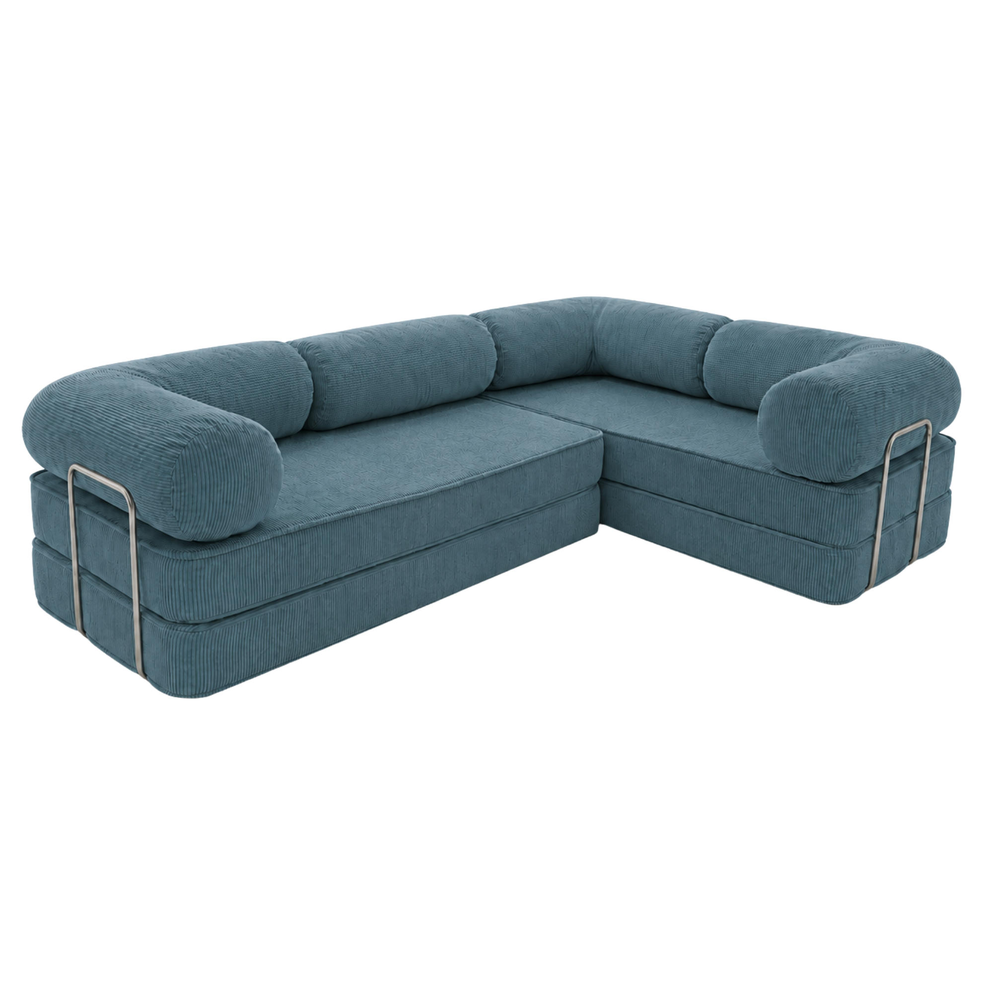ECKSOFA MIT SCHLAFFUNKTION modular in L-Form aus Cord in Türkis - Türkis, Textil (300/200cm) - SURB