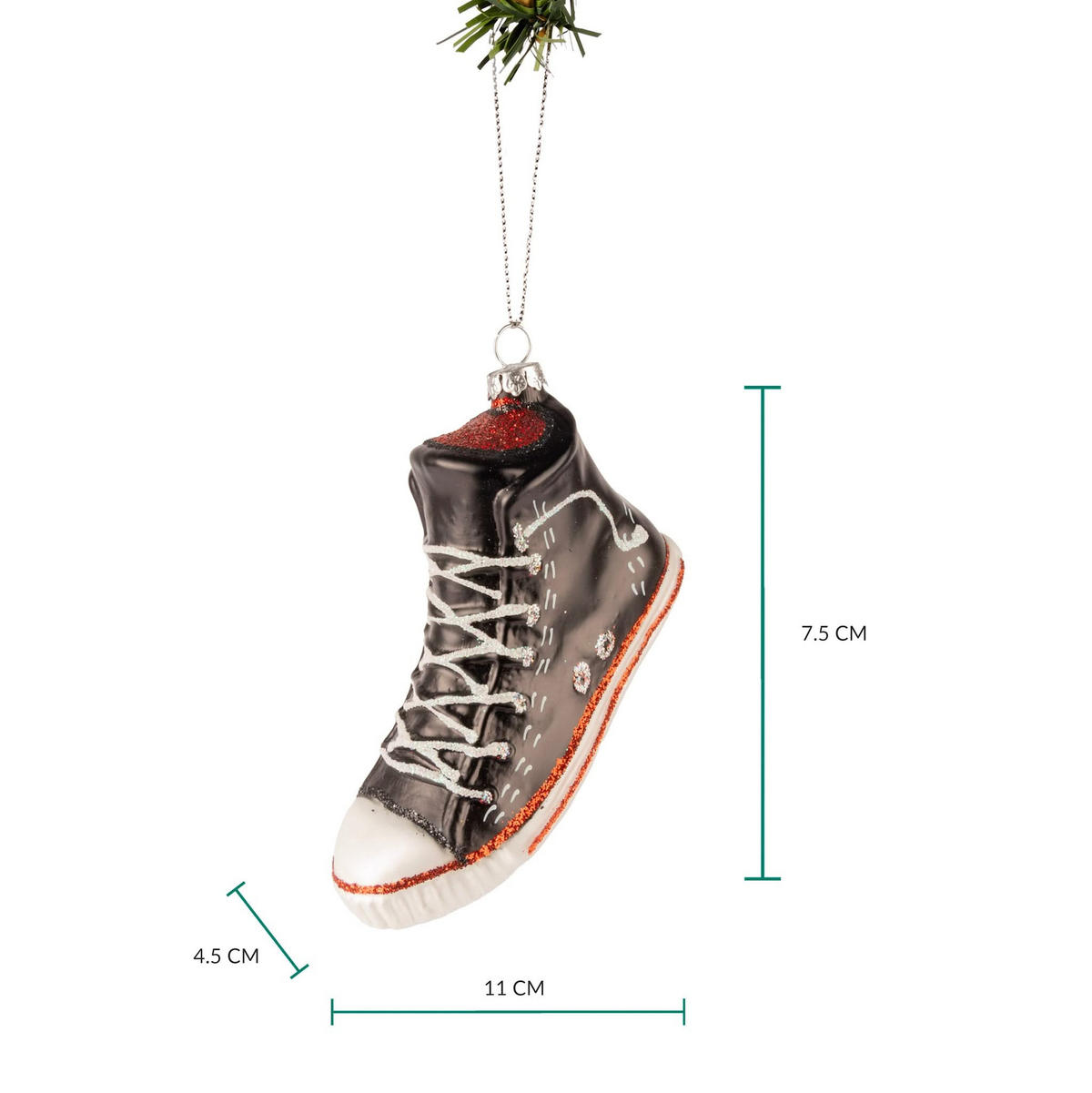 WEIHNACHTSKUGEL Sneaker Schwarz 11 cm - Schwarz, Glas (5/8/1cm)