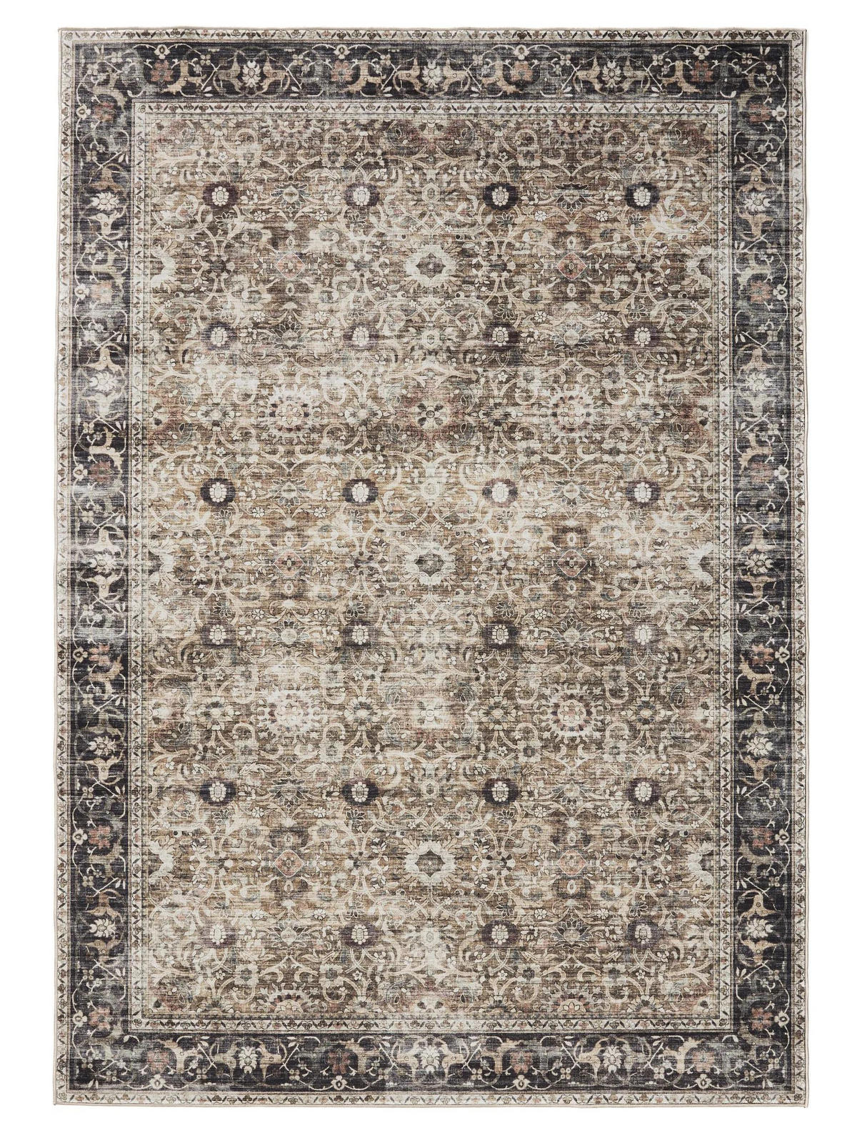 VINTAGE-TEPPICH George waschbar 160x230 cm - Taupe/Anthrazit, Kunststoff (160/230cm) - benuta