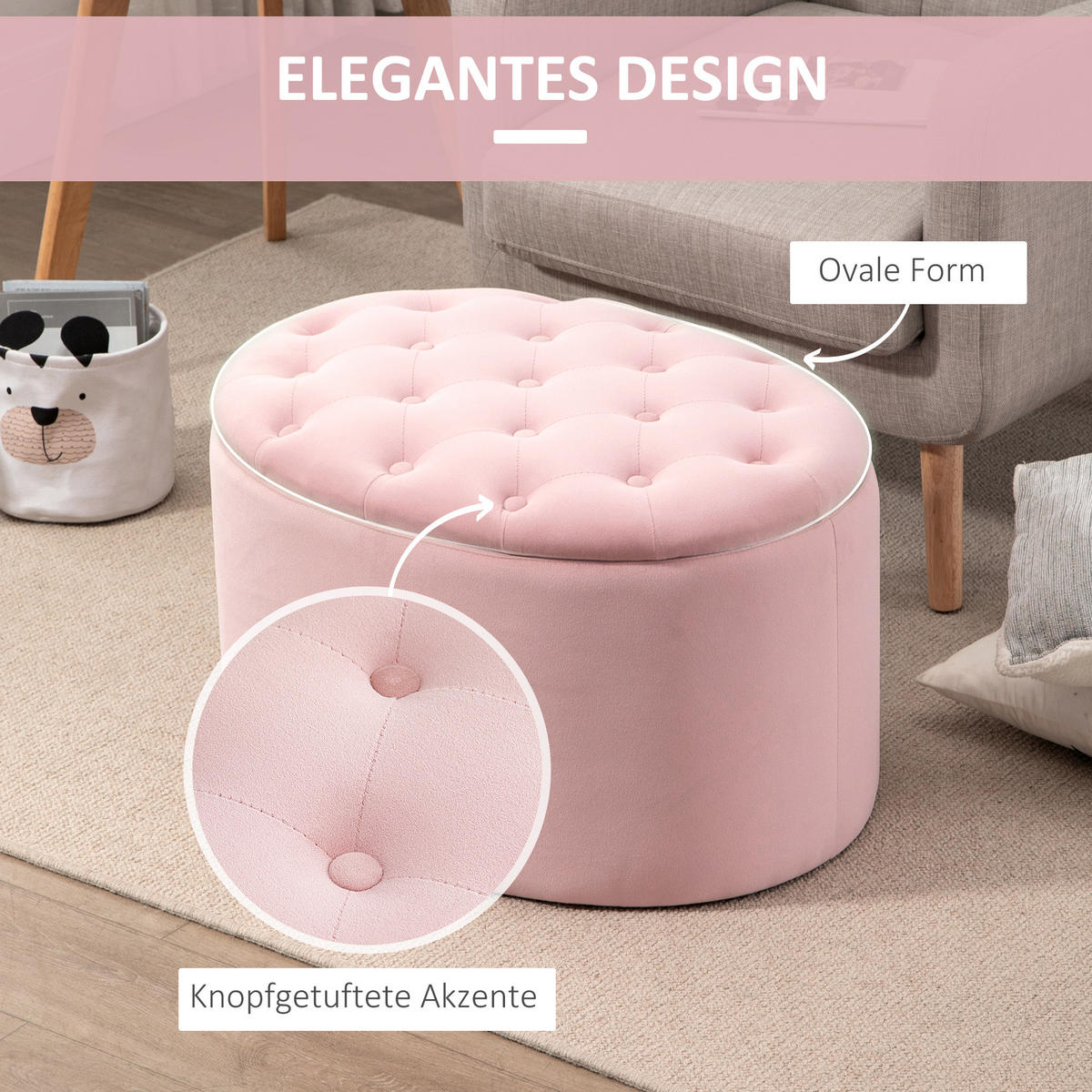 SITZBANK, Polsterbank, Ovale, Rosa - Rosa, Kunststoff (52/42/71cm) - HOMCOM