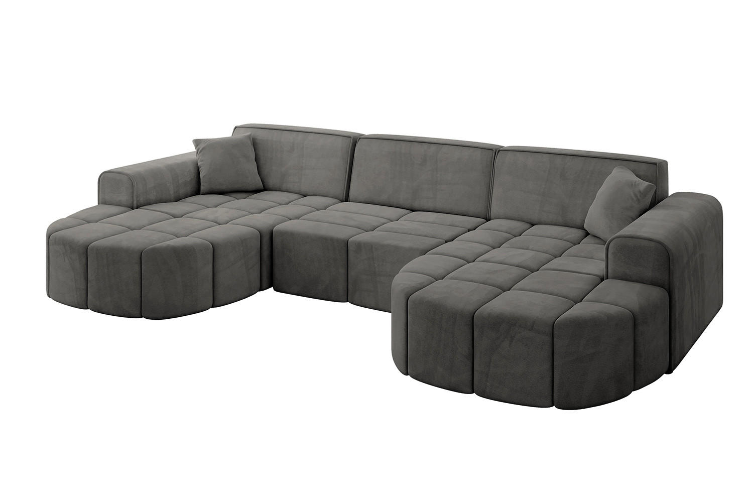 WOHNLANDSCHAFT LIVO-U1 - 315x173x79,5 cm Dunkelgrau - Dunkelgrau, Holzwerkstoff/Textil (315/79/173cm) - ALTDECOR