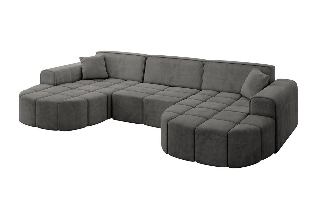 WOHNLANDSCHAFT LIVO-U1 - 315x173x79,5 cm Dunkelgrau - Dunkelgrau, Holzwerkstoff/Textil (315/79/173cm) - ALTDECOR