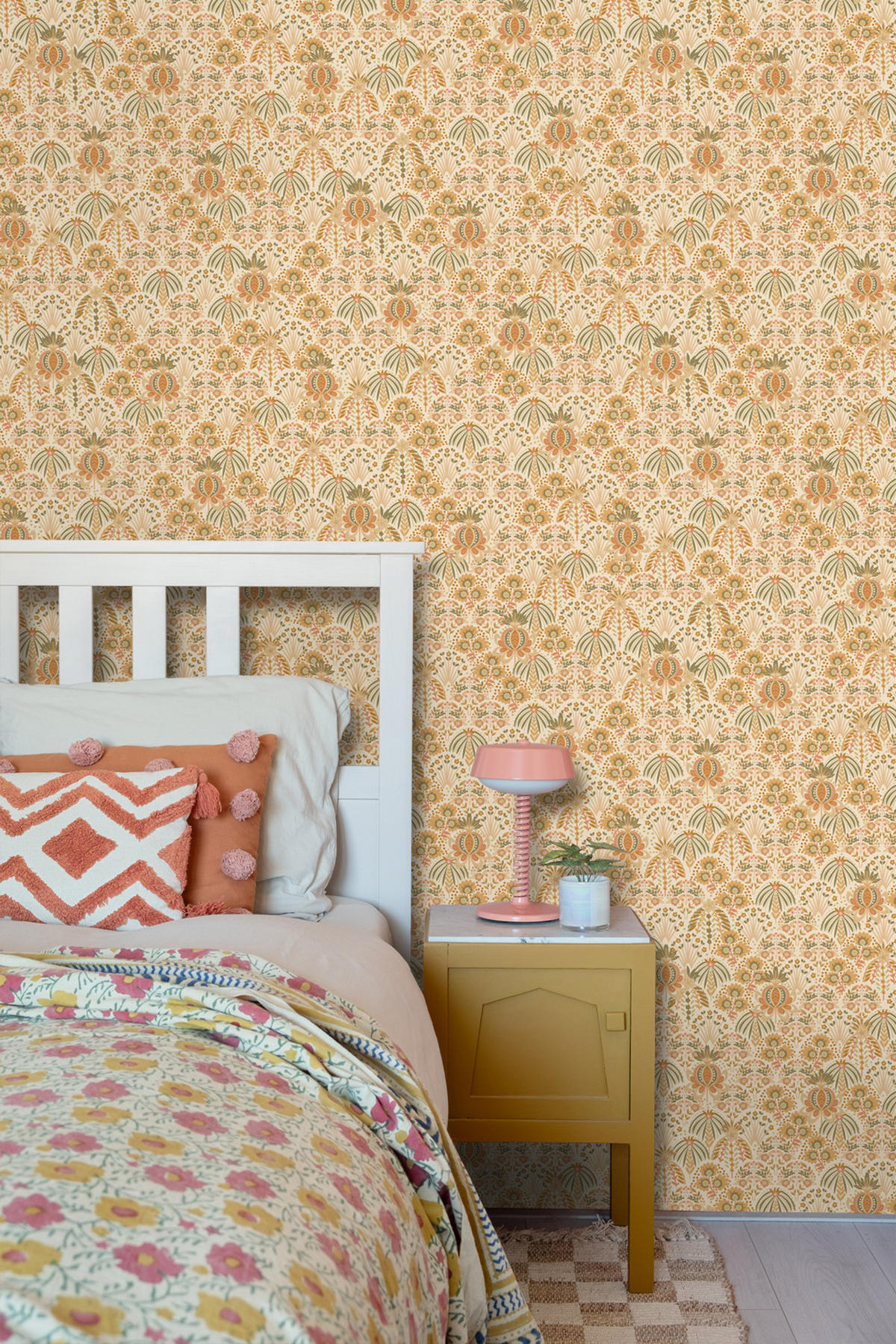 TAPETE Blumenmuster im Jugendstil 50 x 900 cm - Orange, Papier (50/900cm) - ESTAhome
