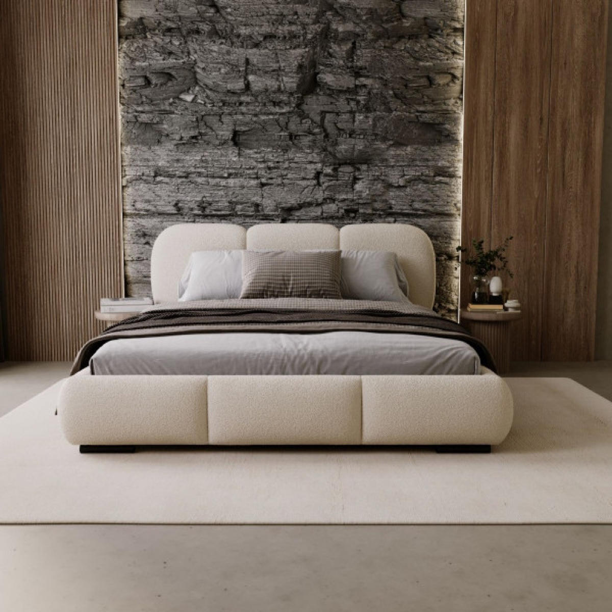 BETT Hellbeige ROZA Gepolstert Mit Bettkasten 180x200 cm - Beige, Textil (180/200cm) - Sepro Meble