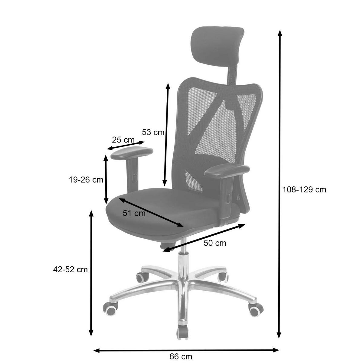 BÜROSTUHL Schwarz - Schwarz, Textil (66/129/69cm) - SIHOO