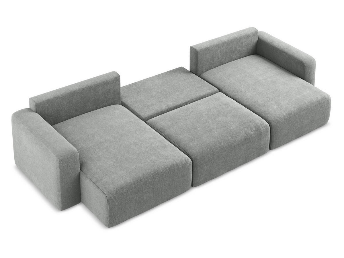 WOHNLANDSCHAFT Chenille Stoff Grau - Blau/Schwarz, Kunststoff/Textil (332/79/149cm) - Makamii