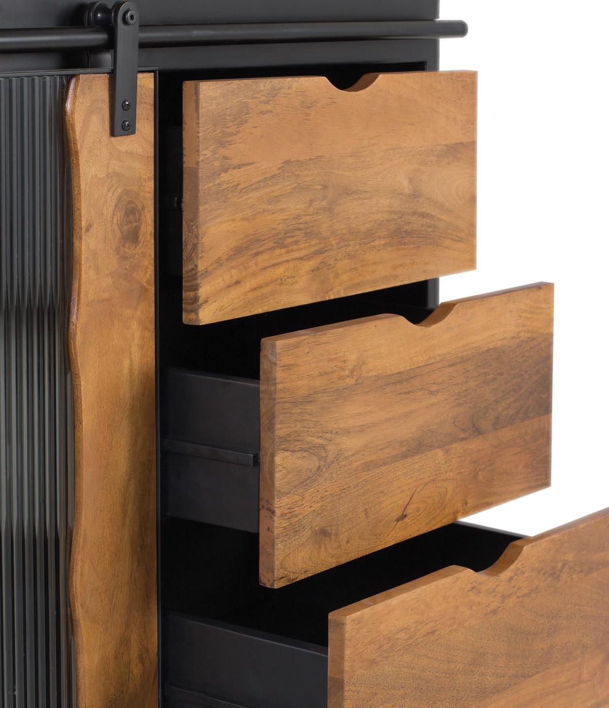 SIDEBOARD aus Mangoholz und schwarzem Metall - Schwarz, Holz (40/80/190cm) - Giner y Colomer