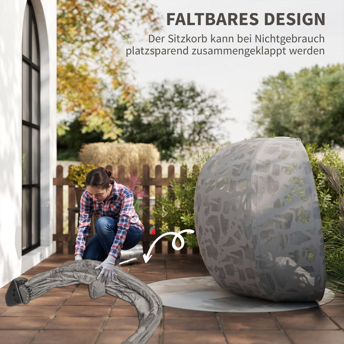 HÄNGESESSEL FÜR 2 PERSONEN DE-07052 klappbarer Sitzkorb, großes Kissen Sand - Sandfarben, Textil/Metall (103/172/130cm) - ComfortXL