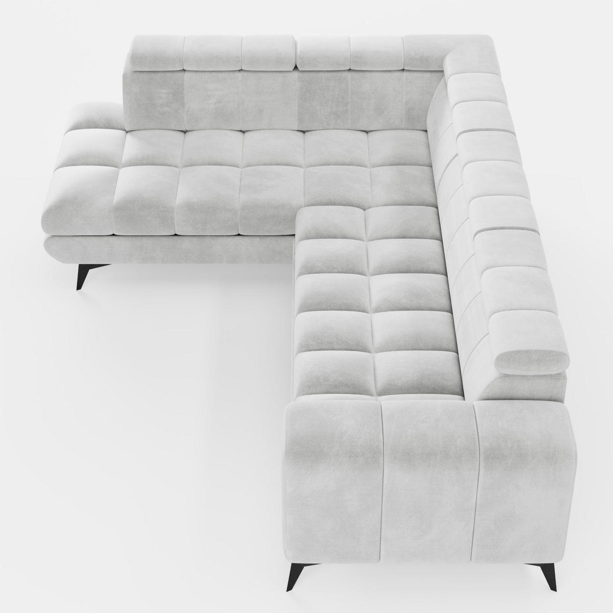 ECKSOFA CANDY CANE Links Dunkelblau Velours-Stoff mit Schlaffunktion und Bettkasten - Dunkelblau, Textil (264/192cm) - Barchello