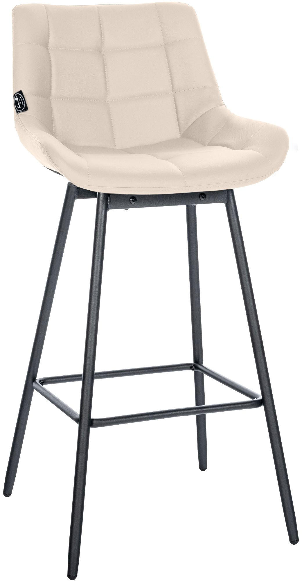 BARHOCKER Lederlook Creme - Creme/Schwarz, Textil/Metall (49/105/56cm) - CLP