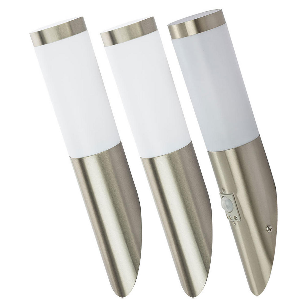 LED AUSSEN-WANDLAMPE Silber 3er Set - Silberfarben, Metall (16.6/40/17cm) - Globo Lighting