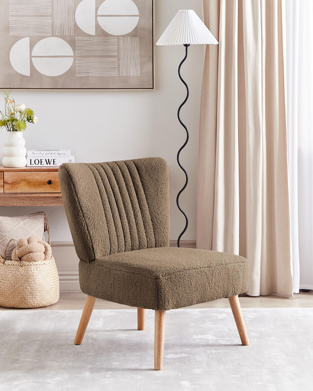 SESSEL Bouclé Braun Vaasa - Hellbraun/Braun, Textil (61/85/60cm) - Beliani