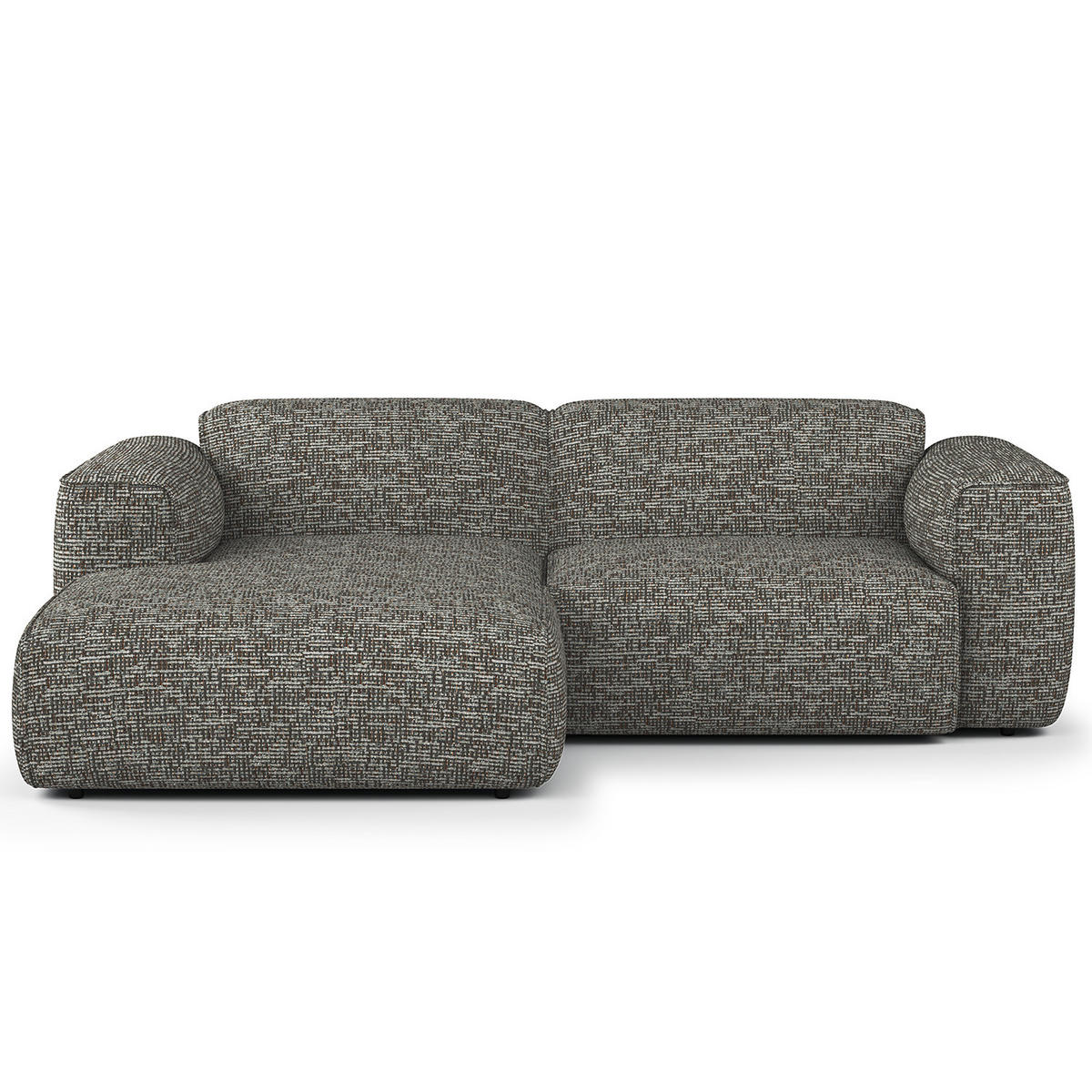 ECKSOFA mit XL-Longchair - Schwarz/Grau, Kunststoff/Textil (260/171cm) - home24