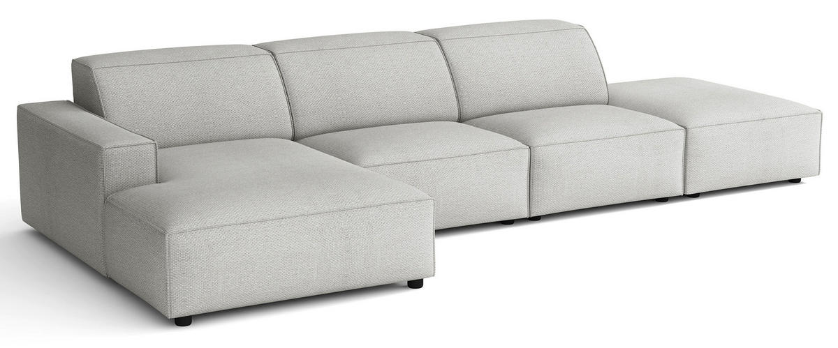 ROHOVÁ pohovka Sellmo, svetlosivá, 344 cm - čierna/svetlosivá, textil/plast (350/166cm) - Selsey