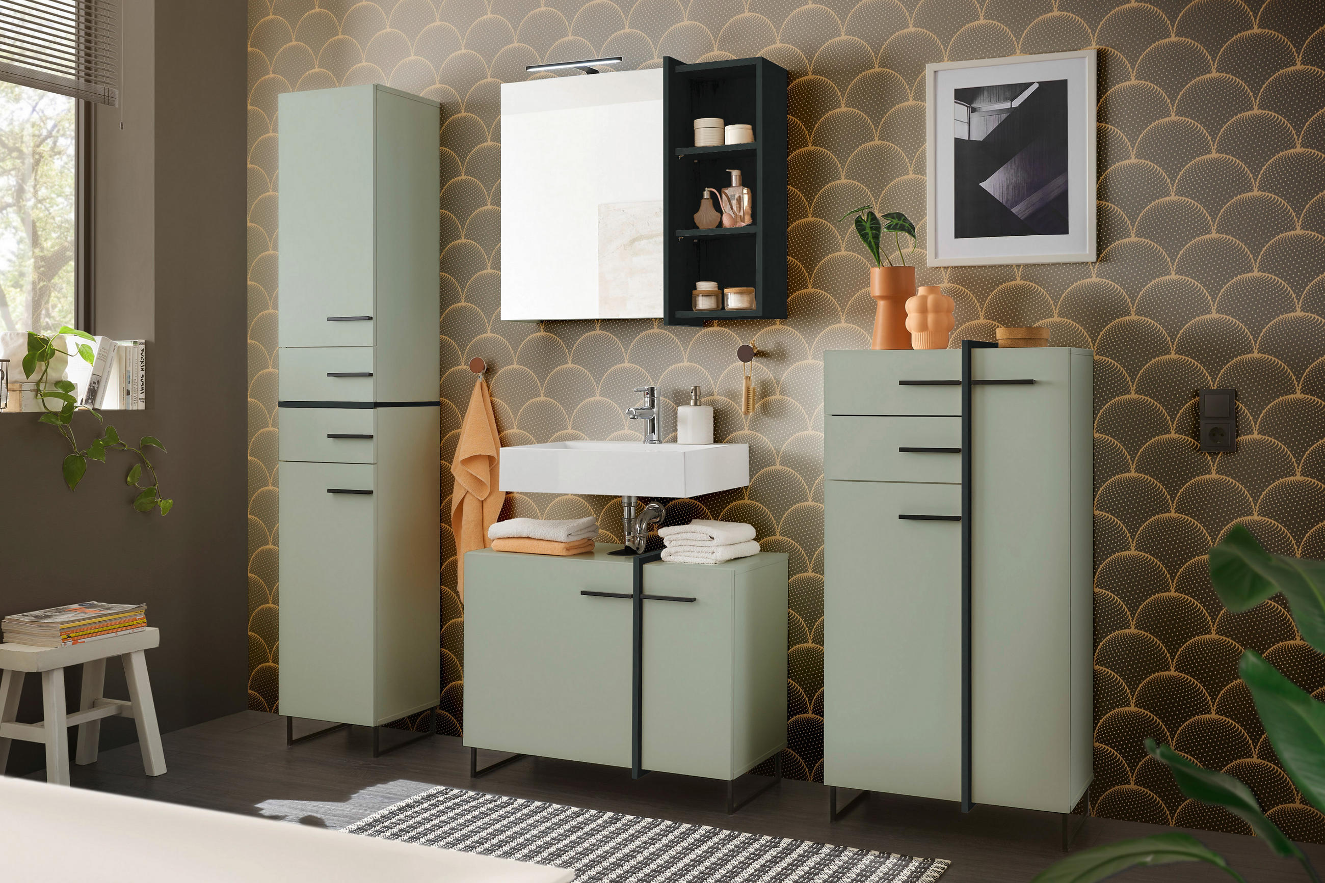 modernes Badezimmer in einem grün Ton