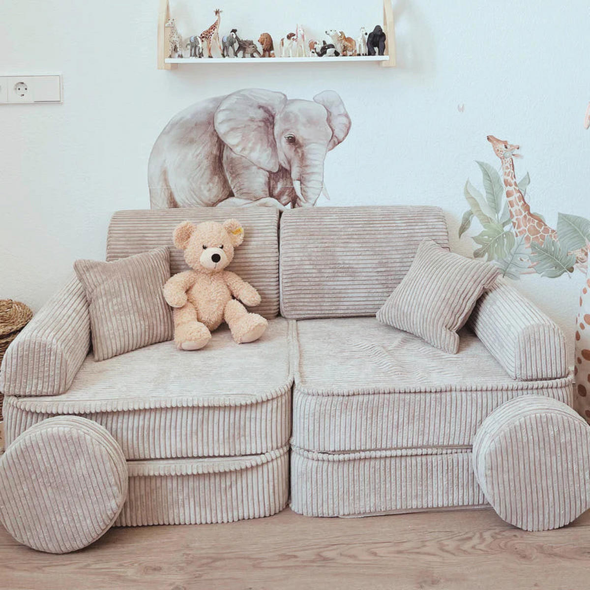 KINDERSOFA AESTHETIC 120 cm Cord Ecru 10 Stk - Beige, Textil (60/12.5/120cm) - MeowBaby