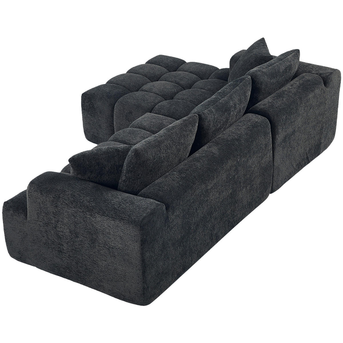 ECKSOFA L-Form 3-Sitzer in Dunkelgrau aus Samt mit linker Chaiselongue - Dunkelgrau, Textil (250/160cm) - CHICFURN