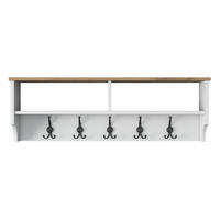 GARDEROBE mit 2 fächern und 5 haken 22,2/120/37,2 cm - Walnussfarben, Holzwerkstoff (120/37.2/22.2cm) - Calicosy